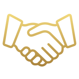 Aperto de mãos dourado representando contratos e obrigacoes regulados pelo direito civil.